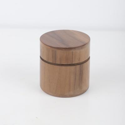 China Multifunctional Round Bamboo Wood Tea Box Quality Small Spice Box Kitchen Craft Tea Box Wooden Packaging Tea Box for sale