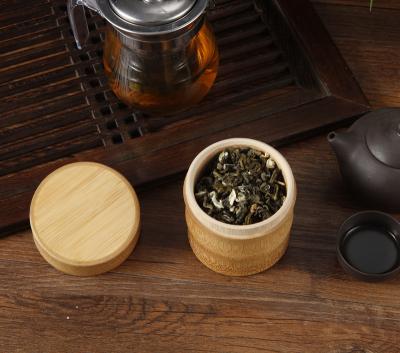 China Multi-Functional Kitchen Spice Maker Box ECO Kitchen Seasoning Box Bamboo Wooden Round Tea Cart for sale