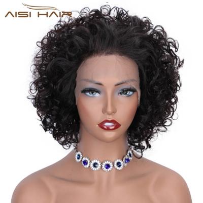 China Brazilian Pixie Cut Lace Front Hair Wigs For Black Women Black Lace Front Wig Afro Kinky Curly Afro Wave Aisi Human Hair Short Hair Wigs for sale