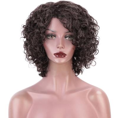 China Aisi Beauty Hair Short Bob Custom Women Brazilian Human Hair Silky Straight Afro Curly Wave Wave Mixed Brown Gray Wig for sale