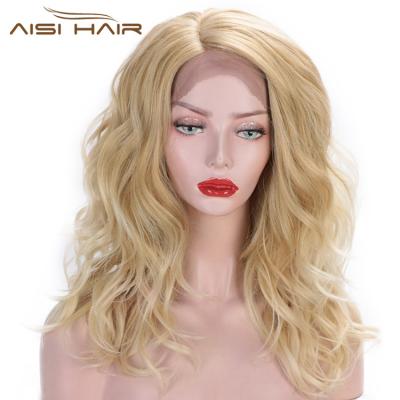 China Aisi Human Hair Wig Side Part Lace Hairband Wig Natural Wavy Blonde Body Wave Front Lace Hair Wigs For Long Synthetic White Color Women for sale