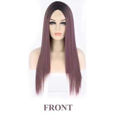 China Aisi Beauty Long Light Purple Middle Part Silky Straight Silky Straight Wave Heat Resistant Fiber For White Color Women Synthetic Hair Wigs for sale