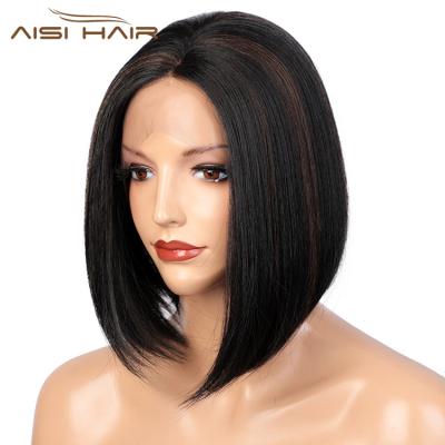 China Fashion Hair Brown Short Bob Wig Wholesale Silky Straight Natural Black Mixed Straight Wave Wigs Synthetic Hair Wigs For Black Women for sale