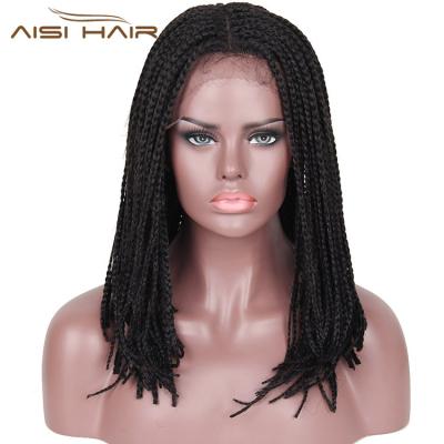 China Twists Braided Aisi Hair Medium Long Twist Braided Wig Senegalese Black Synthetic Lace Front Wig Twist Box Braids Hair Wigs For Black Women for sale