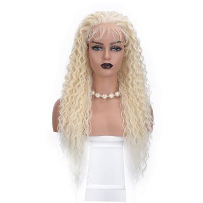 China Beauty Vendor Long Curly Swiss Lace Wavy Good Quality 613 Blonde 13x6 Aisi Synthetic Hair For Color Women Lace Front Wig for sale