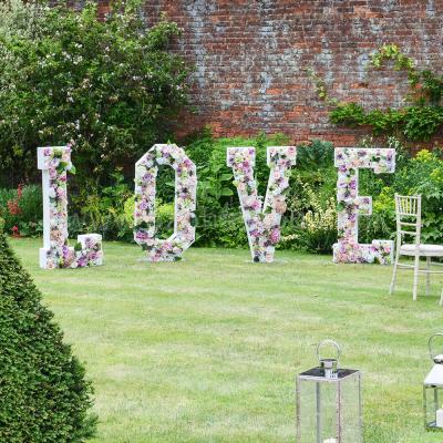 China Party Event Supplies Flower Decorative Letter, Artificial Flower Giant Letters For Wedding Decoration for sale