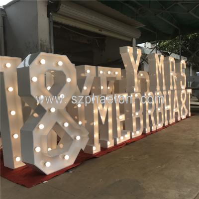 China Galvanized Iron Sheet Giant Light Up Letters , Decoration Light Wedding Rack for sale