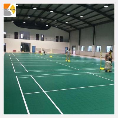 China Modern Green Color Indoor Badminton Court Flooring BWF Approval PVC Vinyl Flooring for sale