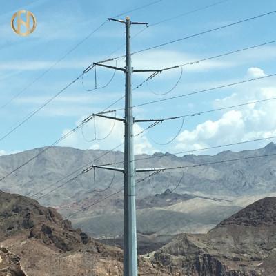 China Single Circuit Steel Electric Pole 30-60 Degree 230KV 500KV HDG 38M for sale