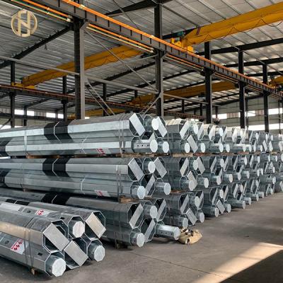 China Hot Roll Galvanized Metal Power Pole 33KV Class 2 1050daN 11.8m 4mm for sale