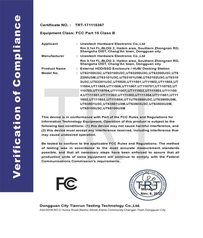 FCC - Dongguan Unestech Hardware Electronic Co., Ltd.