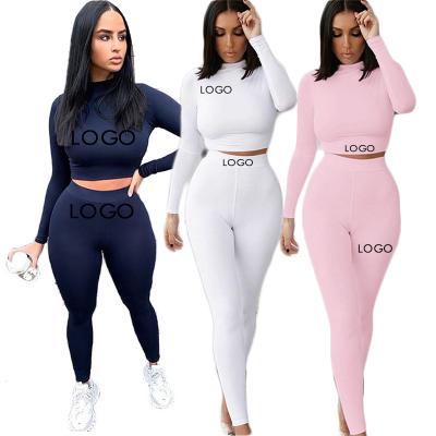 China Wholesale Anti-Static Fall 2021 Women Clothes Solid Color Two Piece Sets Long Sleeve Casual Crop Top Jogger Set Outfits For Women Clothing for sale