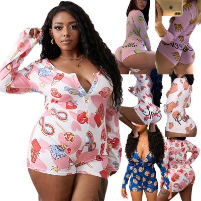 China 2022 Wholesale Ladies Thermal Print Pajamas Adult Onesie Sleepwear Onesie For Women Pajamas for sale