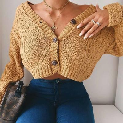 China Anti-wrinkle Autumn Winter Solid Color Women Ladies Sweater American Style Coat Sueter Knitwear Loose Fit Cardigan for sale