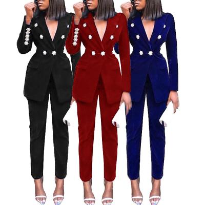 China 2021 autumn fashion anti-pilling casual suit jacket pants straight pants set blazer two-piece set for sale