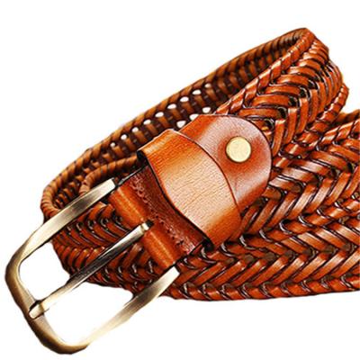 China Braided Belts BP1033B 35mm Brown Women Genuine Leather Braided Belt for sale