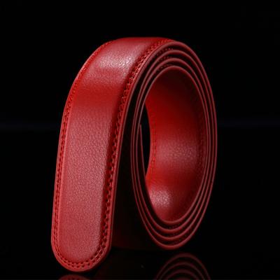 China Red leather belt strap am106 unisex fashionable ratchet belt strap for auto lock buckle for sale