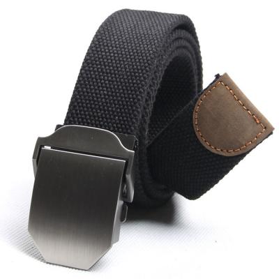 China (Men and Women) T3011 Buckle Men's Unisex Solid Color Canvas Belt Flat Black for sale