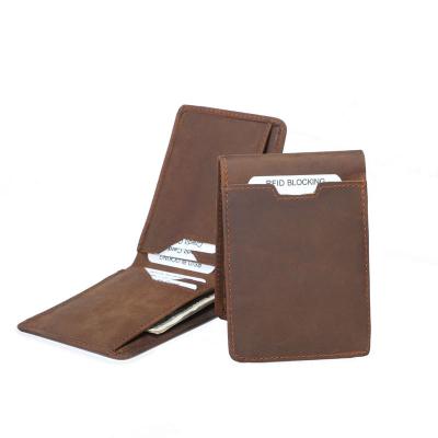 China RFID Manufacturer Custom Rfid Blocking Crazy Horse Leather Minimalist Wallet wb1506 for sale