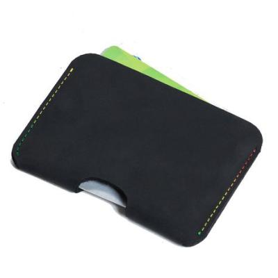 China Vintage Black Crazy Horse Card Holder Wallet Leather Handmade Men wb1681 for sale