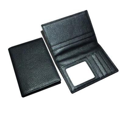 China zk901a fashion men passport black leather true card holder for travel for sale