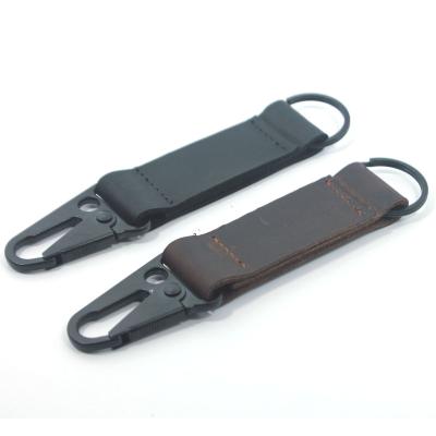 China Gift yn113 Genuine Leather EDC Clip Tactical Keychain Genuine Promotion FOB Keychain With Trigger Clip Hook for sale