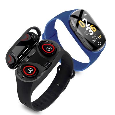 China Auto Date TWS BT5.0 Earphone Watch 2 in 1 Smart Watch Blood Pressure Monitor Smart Watch Wristband Earbuds for sale