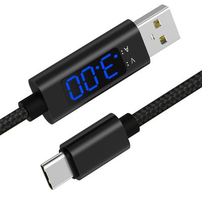 China Nylon Micro USB Current/Type-C/8 Pin Mobile Phone 3A Voltage Display Fast Charging Cable For SAMSUNG HUAWEI HTC XIAOMI OnePlus 6T for sale