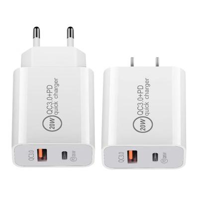 China High Quality Mobile Phone QC 3.0 PD 20W Fast Charger With CE 2 In 1 Wall Fast Charger For Mobile Phone for sale