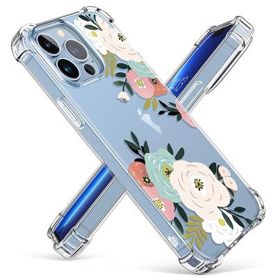 China Custom Clear 2d Tpu Waterproof White Anti-fall Flowers Sublimation Phone Case For Iphone 13 pro Max Case for sale