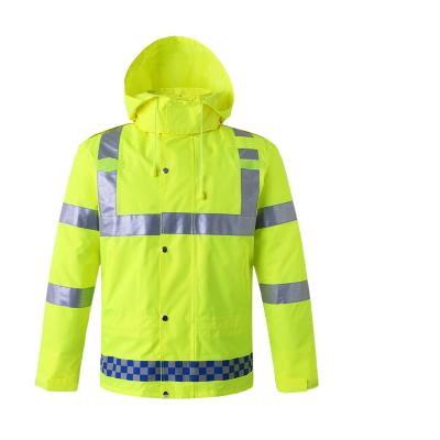 China New bachelor waterproof clothing wholesale reflective raincoat road traffic warning fluorescent yellow riding raincoat for sale