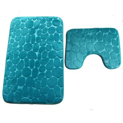 China Matpvc Modern Embossed Toilet Stone Bathroom Mat Absorbent Mat Two-Piece Set Non-Slip Floor Mat for sale