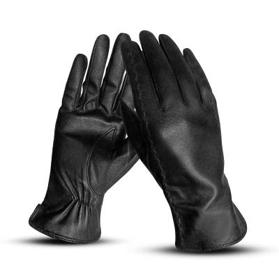 China Other Wholesale Authentic Leather Winter Black Sheepskin Full Finger Touch Screen Gloves for sale