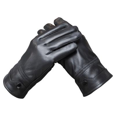 China Wholesale Men's Fleece Lined Sheepskin Gloves Leather Lined Gloves Winter Gift Leather Gloves for sale