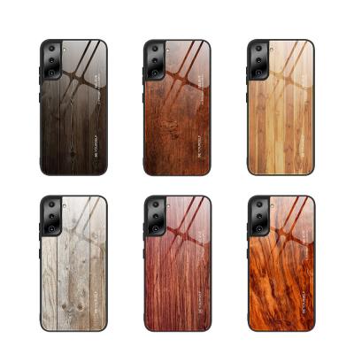 China Phone Strap Wood Grain Tempered Glass Back Cell Phone Cover Case For Samsung A52 A72 A81 A91 A10S A20S A30S A50S A80 A70 A50 A30 A20 for sale