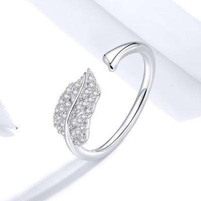 China Charming Feather Elegant Ring Earring S925 Sterling Silver Women Fashion Jewelry Set for sale