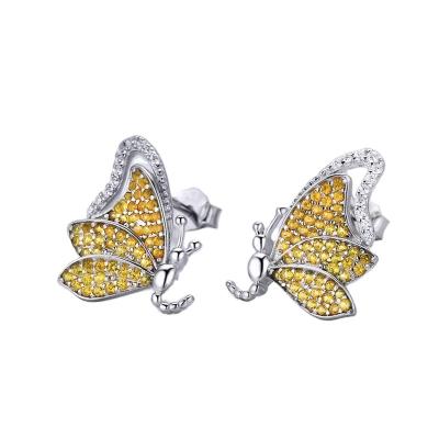 China Hot Sale Charming Elegant Butterfly Dreamy Fashion S925 Sterling Silver Stud Earrings for sale