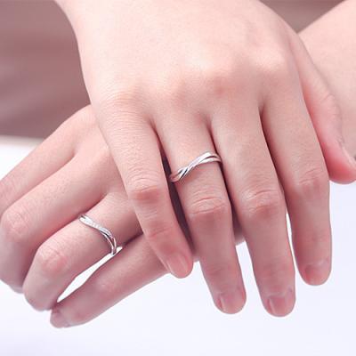 China Charming 925 Sterling Silver Curved Sensitive Opening Adjustable Men's and Women's Elegant Couple Rings Diamond Ring Fashion 10 - $49 Pieces for sale