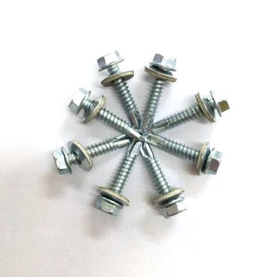 China Pan Yellow Zinc PVC Washer 6.3*40 Mm Hex Head Self Drilling Screws Roofing Screws for sale