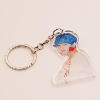 China Promotional Gift Kpop Bangtan Boys Cartoon Print Keychains Acrylic Plastic Keychain For J-hope Jung Kook Suga V Rm Jimin Jin for sale