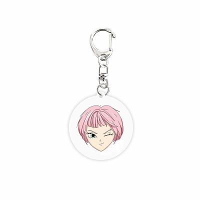 China 2021 New Gift Design Laser Cut Anime Round Glitter Stick Holographic Anime Charms Color Clear Hologram Custom Acrylic Key Chain for sale