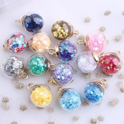 China Plastic Transparent Sequined Handmade Earrings DIY Crystal Glass Ball Star Color Star Color Key Chain Pendant For Gift for sale