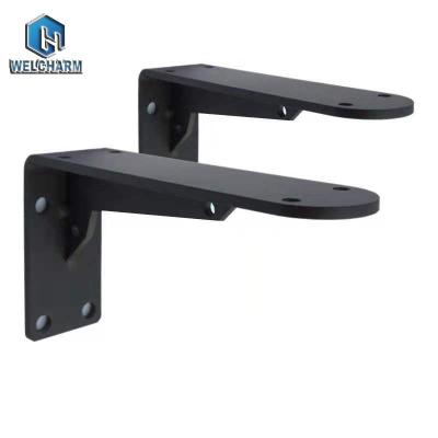 China Black Furniture Hardware Furniture Hardware Metal Folding Shelf Brackets Wall Mount Fitting Folding Bracket for sale