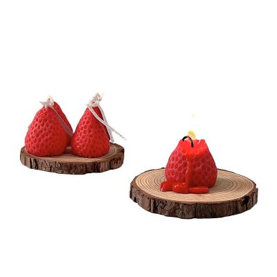 China Hot Selling Cute Soy Wax Birthdays Amazon Valentine's Day Decor Cute Strawberry Scented Candles Party Candle Gift Set For Aromatherapy for sale