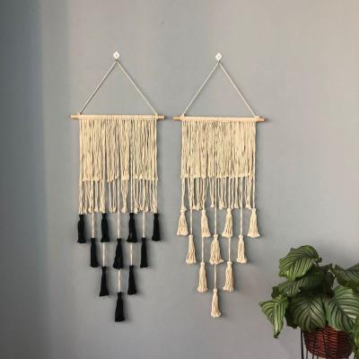 China Christmas Wedding Tassels Decor Handmade Cotton Woven Macrame Wall Hanging Tapestry Minimalist Home Decor for sale