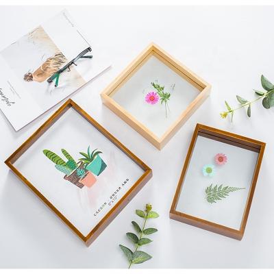 China Wholesale DIY+ECO-Friendly Wooden Picture Frame Specimen Table Desk Double Sided Glass Picture Frame For Home Decor for sale