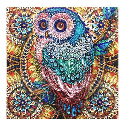 China New Hot Sale Modern Classic/Postmodern Wall Art DIY 5D Owl Special Shape Partial Diamond Cute Animal Painting On Canvas For Living Room for sale