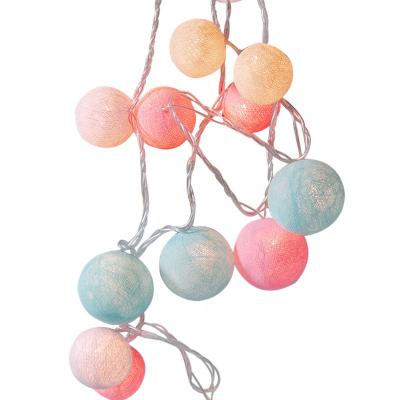 China 100% Cotton LED Handmade Lantern Garland Ball Lights String Christmas Outdoor Garden Wedding Decorations for sale