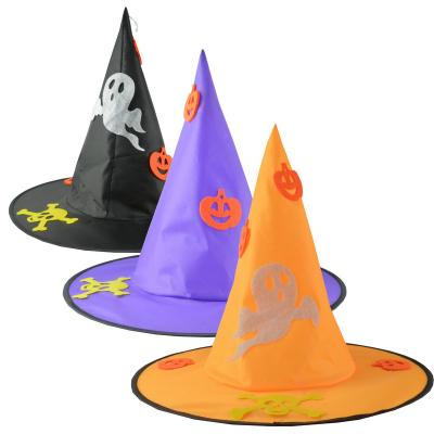 China Fabric Halloween LED Decorations Lighted Witch Hats Battery Operated With 