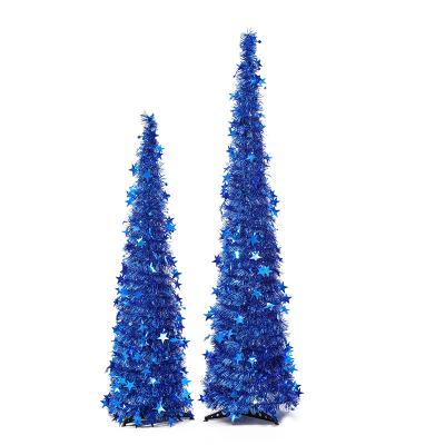 China PS Pop Plastic Christmas Tinsel Tree With Lights Lapsible Colorful Sequin Artificial Crayon Trees Decorations For Apartment Home Party for sale